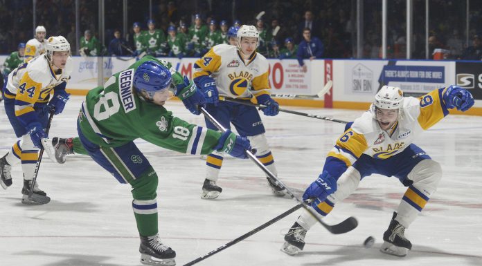 Broncos edged by Blades on Hockey Day in Canada
