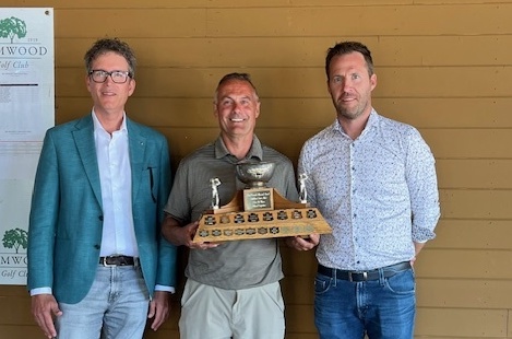 Rick Panko (centre) was presented the Net Winner trophy at the Southwest Seniors golf tournament by Mercator Financial's Norman Tonnies (left) and Travis Cuthbert (right). 
SUBMITTED PHOTO