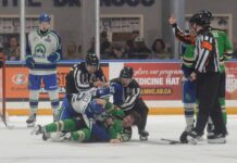 Broncos grow closer through rare line brawl
