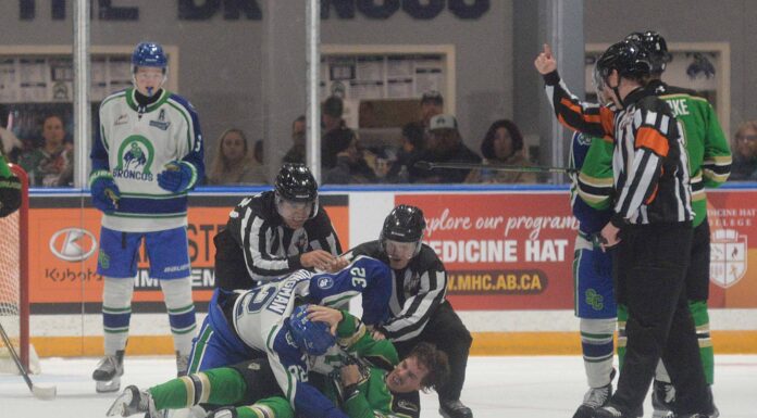 Broncos grow closer through rare line brawl